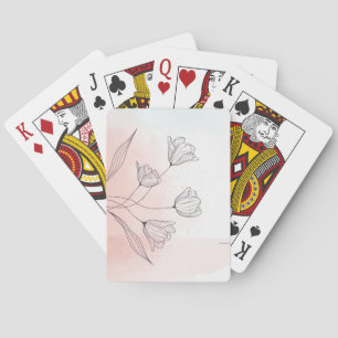 Romantische rosa Wasserfarbe Blumen Poker Kartensp Spielkarten