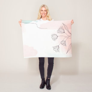 Romantische Rosa Wasserfarben Blumen Elegante Zuha Fleecedecke
