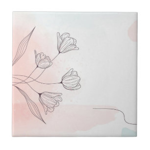 Romantische Rosa Wasserfarben Blumen Elegantes Dek Fliese