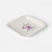 Romantische rosa Wasserfarben-Blumen Pappteller (Gewinkelt)