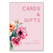 Romantische rosa Wasserfarben Blumen Tischnummer (Rückseite)