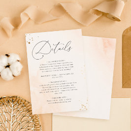 Romantische Rosa Wasserfarben Hochzeitsdetails Begleitkarte