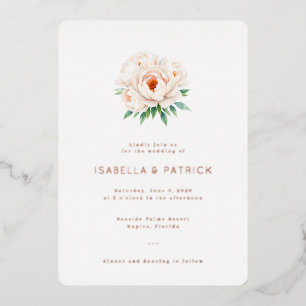 Romantische rosa Wasserfarben-Pfingstrosen Folieneinladung