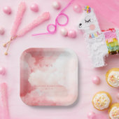 Romantische rosa Wasserfarbenwolken Pappteller (Party)