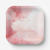 Romantische rosa Wasserfarbenwolken Pappteller (Vorderseite)