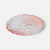 Romantische rosa Wasserfarbnamen Pappteller (Schrägansicht)