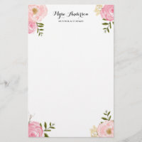 Romantische rosa Watercolor-Blumen personalisiert