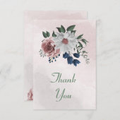 Romantische Rosa, Weiß und Blau der Marine Dankeskarte (Vorne/Hinten)