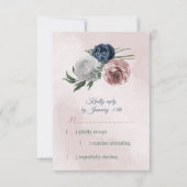 Romantische Rosa, Weiß und Blau der Marine RSVP Karte (Vorderseite)