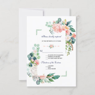Romantische rosa weiße Blume RSVP Karte