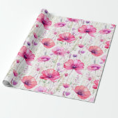 Romantische rosa Wildblume Geschenkpapier (Ungerollt)