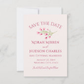 Romantische rosa Wildblumen kleine Hochzeit Save The Date (Vorderseite)