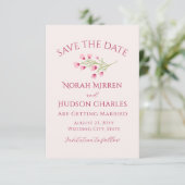 Romantische rosa Wildblumen kleine Hochzeit Save The Date (Stehend Vorderseite)