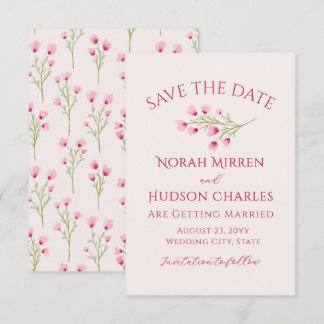 Romantische rosa Wildblumen kleine Hochzeit Save The Date