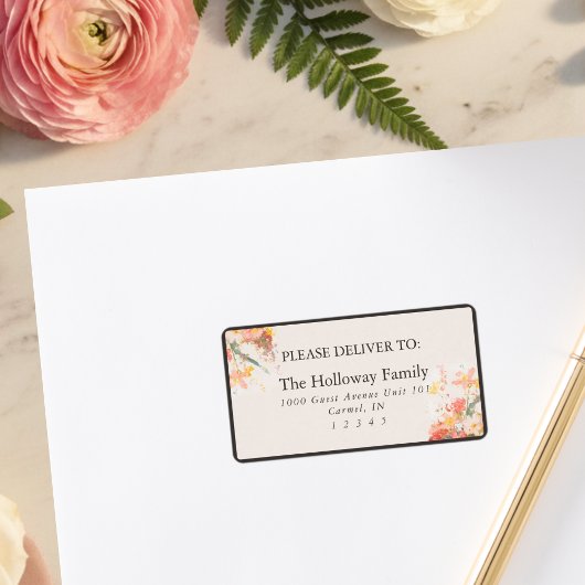 Romantische rosafarbene bemalte florale Hochzeit Adressaufkleber