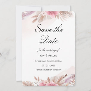 Romantische rosafarbene Champagner-Hochzeitserinne Save The Date