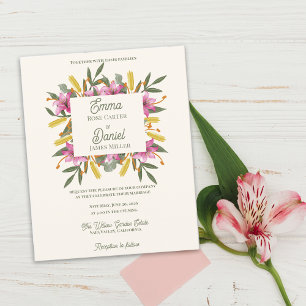 Romantische rosafarbene Lilien-Blumen-Hochzeitsein