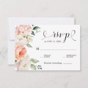 Romantische rosafarbene Pfingstrosen Blumen Landho RSVP Karte
