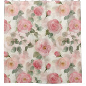 Romantische rosafarbene Rosen Blumen  Duschvorhang (Vorderseite)