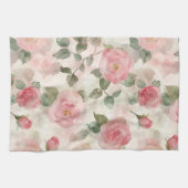 Romantische rosafarbene Rosen Blumen  Geschirrtuch (Horizontal)
