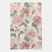 Romantische rosafarbene Rosen Blumen  Geschirrtuch (Vertikal)