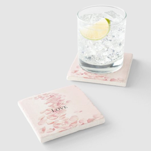 Romantische Rosatolen Steinuntersetzer (Seitenansicht)