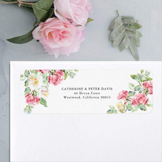 Romantische Rosatöne/Elfenbein Aquarell-Rosen Hoch