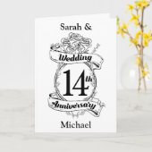 Romantische Rose 14. vierzehnter Hochzeitstag Karte (Gelbe Blume)