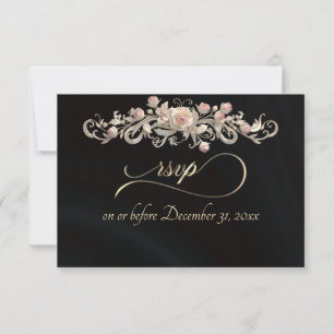 Romantische Rose Arc - Schwarze RSVP-Karte RSVP Karte