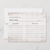 Romantische Rose aus rustikalem Holz Rezeptkarte f Einladung (Rückseite)