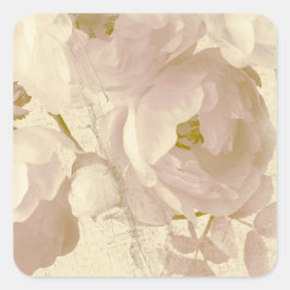 Romantische Rose blassgelb Quadratischer Aufkleber