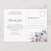 Romantische Rose Blue Watercolor Danke Postcard Ankündigungspostkarte (Rückseite)