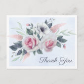 Romantische Rose Blue Watercolor Danke Postcard Ankündigungspostkarte (Vorderseite)