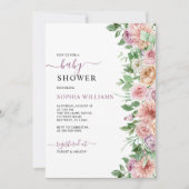 Romantische Rose Blume Kinderdusche Einladung (Vorderseite)