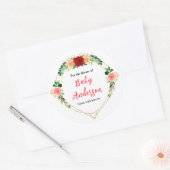 Romantische Rose Blumenbaby Dusche Buchzeichen Runder Aufkleber (Umschlag)