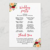 Romantische Rose Blumenhochzeit Programm (Rückseite)