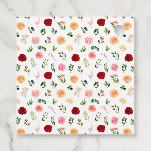 Romantische Rose Blumenhochzeit Vielen Dank Geschenkanhänger (Rückseite)