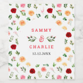 Romantische Rose Blumenhochzeit Weinetikett (Einzelnes Label)