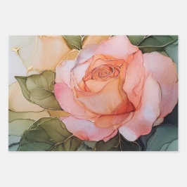 Romantische Rose Blumenkohl Brautparty Geschenkpapier Set