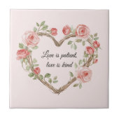 Romantische Rose Blumenkohl Liebe Fliese (Vorderseite)