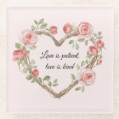 Romantische Rose Blumenkohl Liebe Glasuntersetzer (Vorderseite)