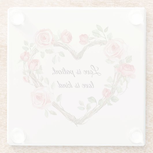 Romantische Rose Blumenkohl Liebe Glasuntersetzer (Rückseite)