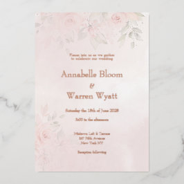 Romantische Rose Blush Garden 2 mit Rose Gold Folieneinladung