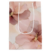 Romantische Rose Blush Pink Gold Floral Mittlere Geschenktüte (Rückseite)