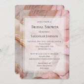 Romantische Rose Blush Pink Gold Leaf Brautparty Einladung (Vorne/Hinten)