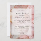 Romantische Rose Blush Pink Gold Leaf Brautparty Einladung (Vorderseite)