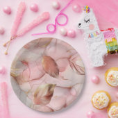 Romantische Rose Blush Pink Gold Leaf Brautparty Pappteller (Party)