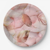 Romantische Rose Blush Pink Gold Leaf Brautparty Pappteller (Vorderseite)