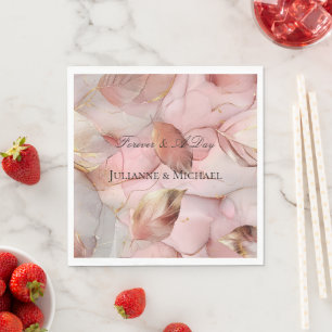 Romantische Rose Blush Pink Gold Leaf Brautparty Serviette