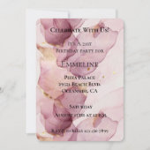 Romantische Rose Blush Pink Gold Leaf Geburtstag Einladung (Vorderseite)